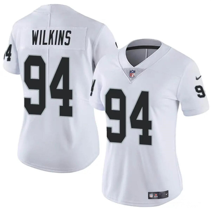 Women's Las Vegas Raiders #94 Christian Wilkins White Vapor Football Stitched Jersey(Run Small)